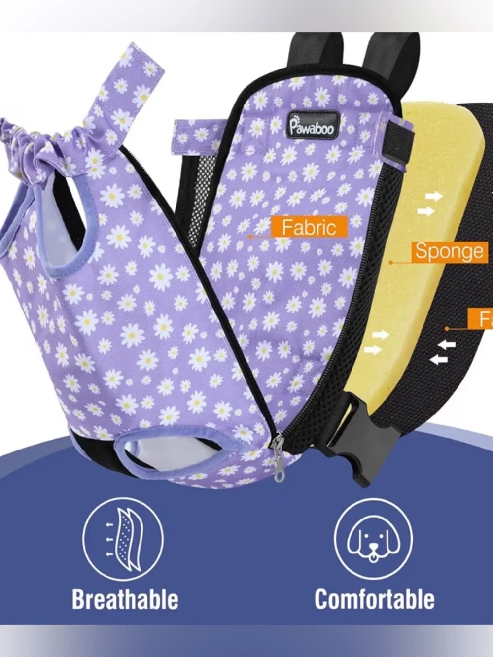 NWT Pawaboo Adjustable Dog Carrier BackpacK Pet Front Cat Travel Bag Dog purple
